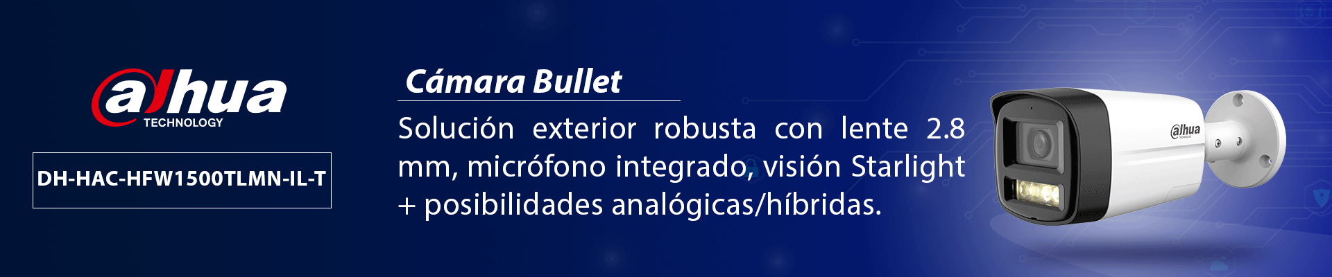 DAHUA DH-HAC-HFW1500TLMN-IL-T - Camara Bullet de 5 Megapixeles/ Audio 2 Vías/ Iluminador Dual Inteligente Mediante IR y Luz Calida/ 3DNR Para Reducción de Ruido en Imagen/ Lente de 2.8mm/ IR de Hasta 40 Mts/ IP67/ Policarbonato + Metal - Image 2