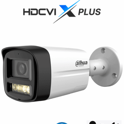 DAHUA DH-HAC-HFW1500TLMN-IL-T - Camara Bullet de 5 Megapixeles/ Audio 2 Vías/ Iluminador Dual Inteligente Mediante IR y Luz Calida/ 3DNR Para Reducción de Ruido en Imagen/ Lente de 2.8mm/ IR de Hasta 40 Mts/ IP67/ Policarbonato + Metal