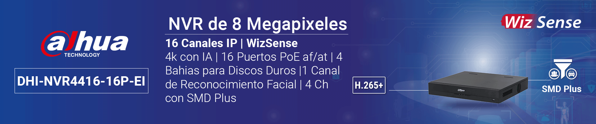 DAHUA NVR4416-16P-EI - NVR de 8 MP /16 Canales IP/ WizSense/ 4k con IA/ 16 Puertos PoE af/at/ 4 Bahias para Discos Duros/ 1 Canal de Reconocimiento Facial por NVR/ 4 Ch con SMD Plus/ Soporta Cámaras con IA/ 10 Bases de Datos de Rostros - Image 4