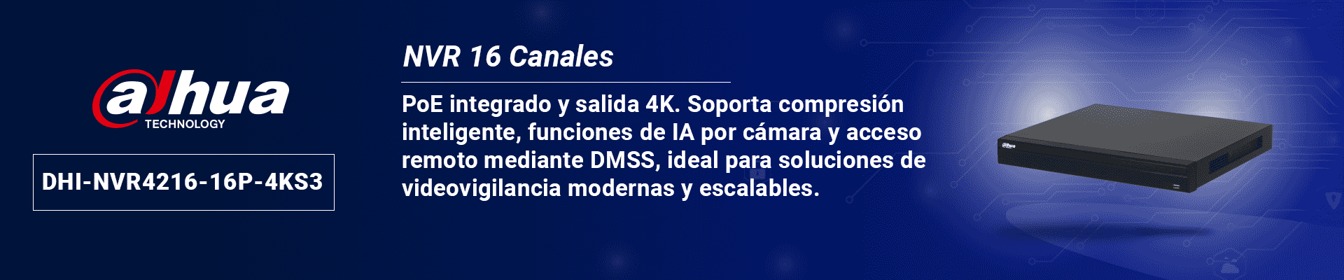DAHUA DHI-NVR4216-16P-4KS3 NVR de 8 MP/ 4k / 16 Canales IP/ 16 Puertos PoE/ Rendimiento de 160 Mbps/ Smart H.265+/ 2 Bahias de Discos Duros/ Salidas de Video HDMI&VGA/ 4&2 E&S de Alarmas/ Soporta cámaras WizSense/ H.265+/ 4 canales SMD Plus/ - Image 4