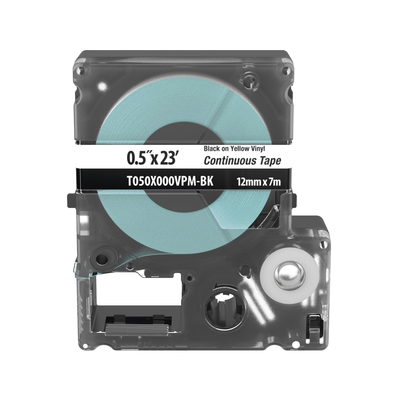 Casete de Etiquetas de Vinilo de Cinta Continua, Color Negro Sobre Blanco, Uso Interior/Exterior, 12 (0.5 in) mm de Ancho x 7 Metros de Largo - Image 2