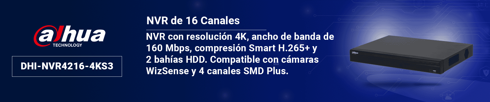 DAHUA DHI-NVR4216-4KS3 NVR de 8 Megapixeles/ 4k/ 16 Canales IP/ Rendimiento de 160 Mbps/ Smart H.265+/ 2 Bahias de Discos Duros/ 4&2 E&S de Alarmas/ HDMI&VGA/ Soporta Cámaras WizSense/ 4 canales SMD Plus - Image 3