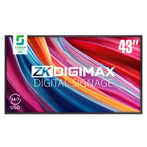 ZKDIGIMAX DG03A1W43 – Pantalla LCD Profesional 43, resolución 4K UHD, Android 11, 500 nits, Reproducción Inalámbrico, Uso 24/7 y Conexión WiFi y/o Ethernet.