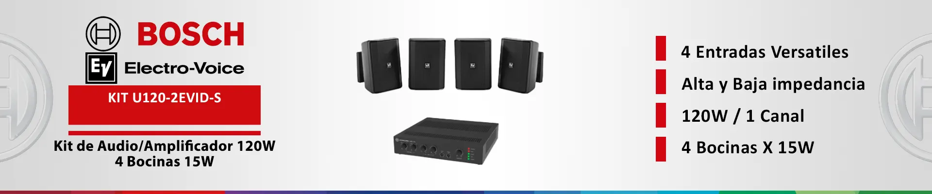 ElectroVoice M_KITU1202EVIDS - Kit de Audio / Amplificador Mixer 120W / 4 Altavoces EVID-S 15W Negras - Image 2