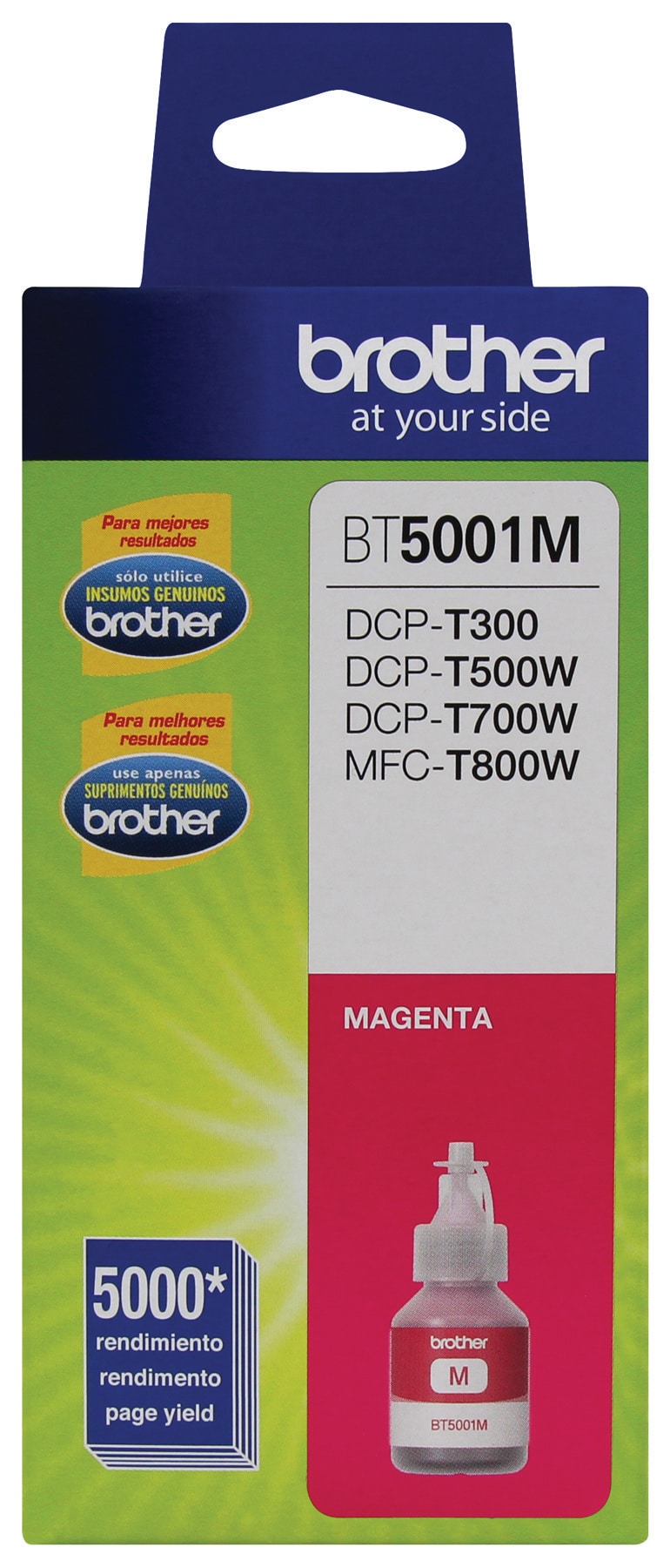 Tóner - Botella de tinta Brother BT5001M magenta - rendimiento aproximado 5, 000 páginas, compatible con DCPT220, DCPT520DW, DCPT720DW, MFCT920DW