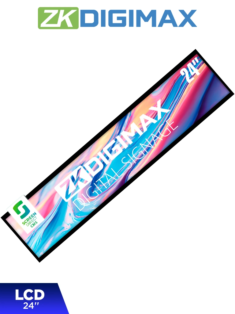 ZKDIGIMAX DG03S1W24 – Pantalla LCD Estrecha de 24″ para Estantería, Ultrapanorámica, Resolución Full HD, Android 8.1, Alta Brillantez