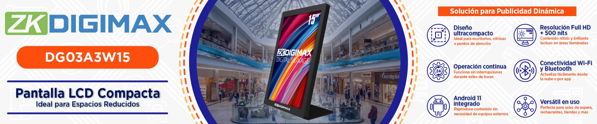 ZKDIGIMAX DG03A3W15 – Pantalla LCD de 15.6" para Mostrador o Escritorio, Full HD, Android 11, Brillo de 500 nits, Vida útil +50,000 h, Ideal para Publicidad Digital - Image 7