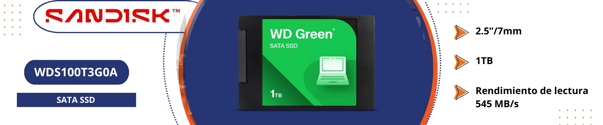 SANDISK WDS100T5G0A - GREEN / Disco Duro Interno SSD 1TB, SATA III, 6 GB/s, 2,5/7 mm, hasta 545 MB/s - Image 4