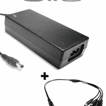 SAXXON PSU1204EPAQ2 - Paquete de Fuente de Poder Regulada de 12 Vcc 4.1 Amperes + Divisor para 4 Camaras/ Color Negro/ Para Usos Multiples: Sistemas de CCTV, Acceso, ETC/ Certificacion UL/