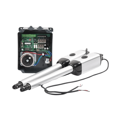 Kit de brazos para automatizar portones vehiculares abatibles de 2 hojas/ 3 Mts / 300 Kg / Uso solo residencial / Compatible con respaldo de energía