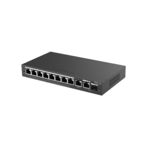 Switch Administrable con 8 puertos Gigabit PoE, 2 Uplinks Gigabit (1 SFP), gestión gratuita desde la nube