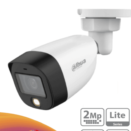 DAHUA HAC-HFW1209C-LED - Cámara Bullet Full Color 1080p/ Lente de 2.8 mm/ 106 Grados de Apertura/ Luz Blanca de 20 Mts/ DWDR/ Starlight/ IP67/ Soporta CVI/AHD y CVBS/