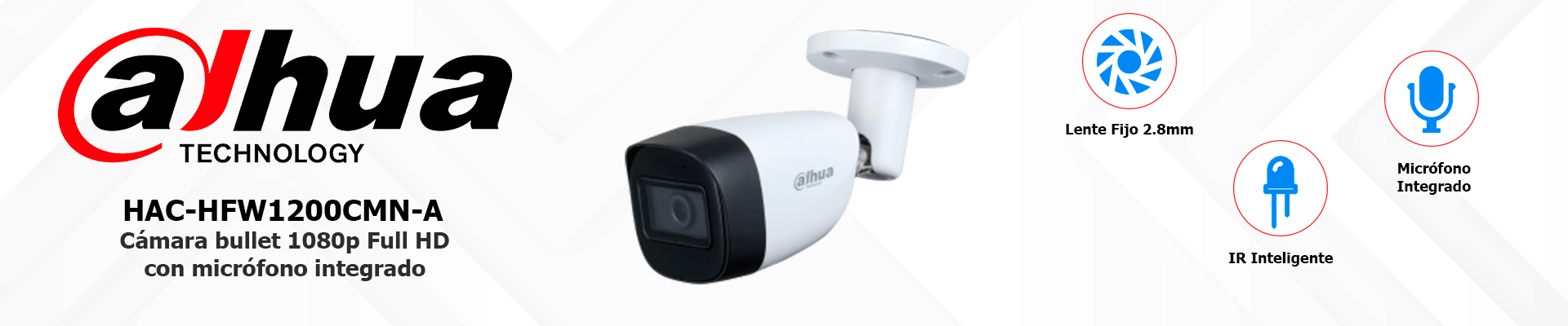 DAHUA HAC-HFW1200CMN-A- Camara Bullet 1080p/ Lente de 2.8 mm/ Microfono Integrado/ 101 Grados de Apertura/ Metalica/ IR de 30 Mts/ IP67/ Soporta CVI/CVBS/AHD/TVI/ - Image 4