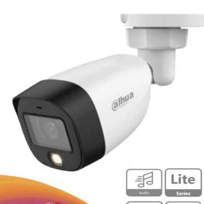 DAHUA HAC-HFW1209CN-A-LED - Cámara Bullet Full Color 1080p/ Lente de 2.8 mm/ 106 Grados de Apertura/ Micrófono Integrado/ Luz Blanca de 20 Mts/ DWDR/ Starlight/ IP67/ Soporta CVI/AHD y CVBS