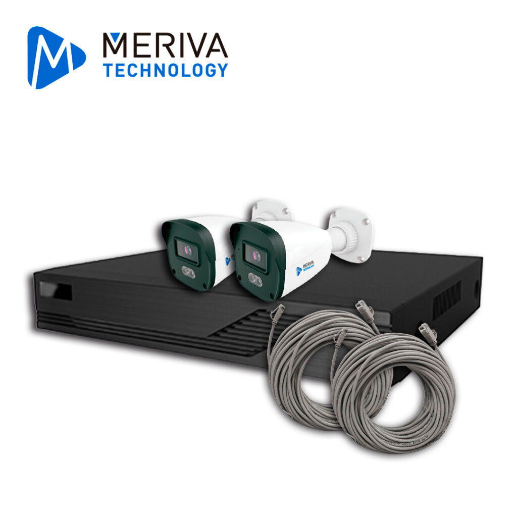 KIT DE VIDEOVIGILANCIA IP MERIVA TECHNOLOGY MKIP2MP-2B-4P 2 CÁMARAS BULLET IP MOB-203D DE 2MP LUZ DUAL CON MICROFONO INTEGRADO MIA 2.0 VIDEO ESTRUCTURADO – NVR MNVR-1744-4P CON POE INTEGRADO 4 CANALES / MIA 2.0 / LPR / ALMACENAMIENTO HASTA 10TB – 2 PATCH CORD CAT6 **NO INCLUYE HDD**SIN CAJA**