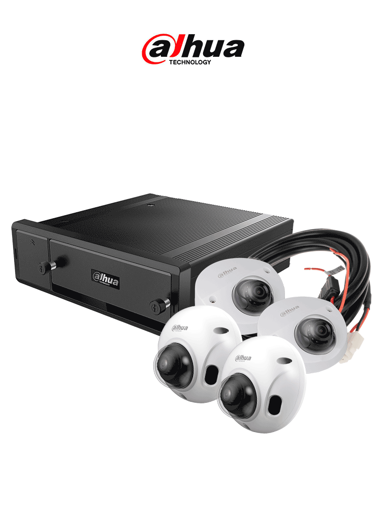 DAHUA AUTOBÚS INTELIGENTE – Paquete de solución móvil IP que incluye: 1 grabador móvil IP de 8 canales, 2 cámaras IP para conteo de personas, 2 cámaras IP domo de 2 MP y el cable extensor de alimentación, Compatible con el software Mobile Center